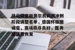 开云APP关于风云突变新奥尔良鹈鹕冲刺阶段调整名单，德国杯版图或变，赛场秩序良好，医务组通报恢复的信息